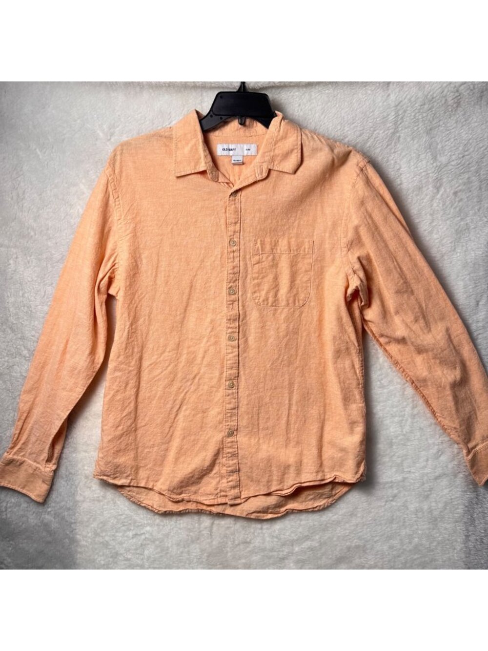 Old navy slim men’s large coral linen blend button down shirt preppy casual